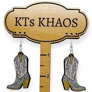 Handmade Cowboy Boot Earrings - Metallic Gold/Silver color